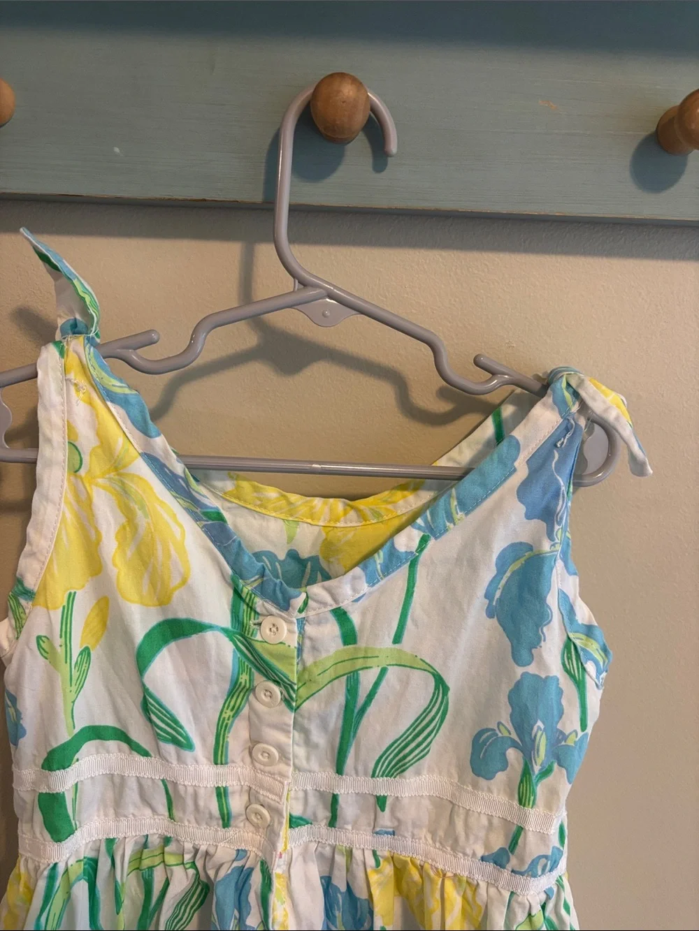 Lilly Pulitzer Girls Bloomin Irises Dress Size 7 Blue Yellow Floral Sleeveless